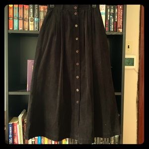 Black corduroy long skirt with Pockets!